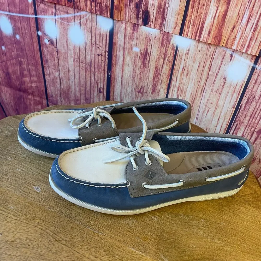 Sperry Authentic Originals 2-Eye Plushwave Tri-Tone Boat Shoes  11.5 Men's Deck
